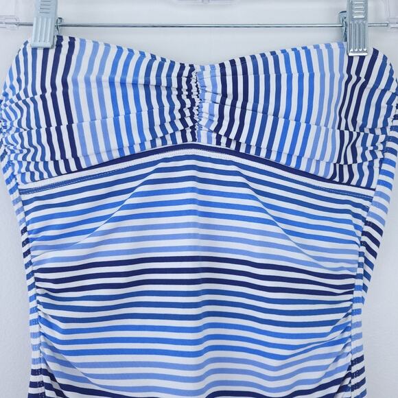 Tommy Bahama Don't Fade Away Shirred Bandeau One Piece Marina Size 8 Blue White - Picture 3 of 7